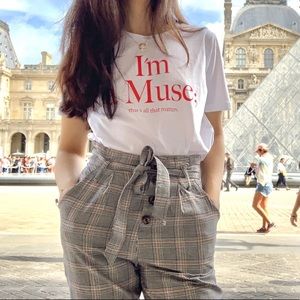 ZARA WHITE Graphic T-shirt I’M A MUSE SMALL
